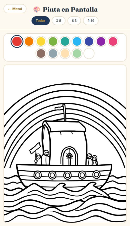 App de pintura digital: el arca de Noé coloreándose en pantalla